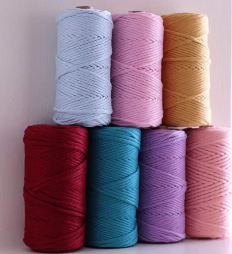 Miniatura 2 de Cuerda de macramé 21S de 0.157 in x 328.1 ft, cuerda trenzada de algodón 100% puro de lujo, cuerda trenzada para manualidades, colgar en la pared