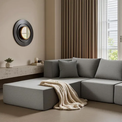 Miniatura 9 de YINIX Sofá cama modular de pana de 140 pulgadas, cómodo sofá de nube para sala de estar, sofá de piso de 6 piezas, combinación de compresión libre