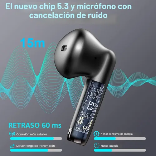Miniatura 2 de Auriculares inalámbricos, auriculares Bluetooth 5.4 con graves estéreo, auriculares Bluetooth en el oído con cancelación de ruido y micrófono