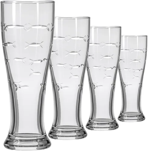 Miniatura 14 de Rolf Glass School of Fish - Copas de vino blanco de 12 onzas, juego de 4 copas de vino sin plomo, copas de vino grabadas con rueda de diamante, 12oz