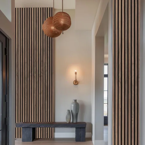 Miniatura 15 de MSI Paquete de 4 paneles de pared de listones de madera acústica para decoración de interiores, paneles de madera estriada 3D que absorben el sonido