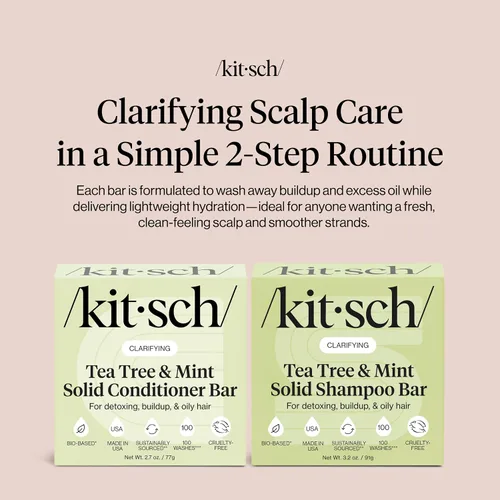 Miniatura 6 de Kitsch Juego de champú y acondicionador Clarifying Tea Tree - Barra de champú y acondicionador para mujeres y hombres, cuero cabelludo y control