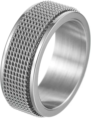 Miniatura 21 de Anillos giratorios para hombres y mujeres, anillos de ansiedad para hombres, anillos de cadena para adultos, anillos de titanio y acero Negro azul