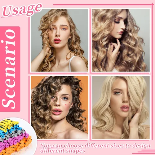 Miniatura 6 de Tigeen 300 unidades de varillas permanentes de plástico para el cabello, rizadores sin calor, varilla de onda fría para cabello largo, corto, recto