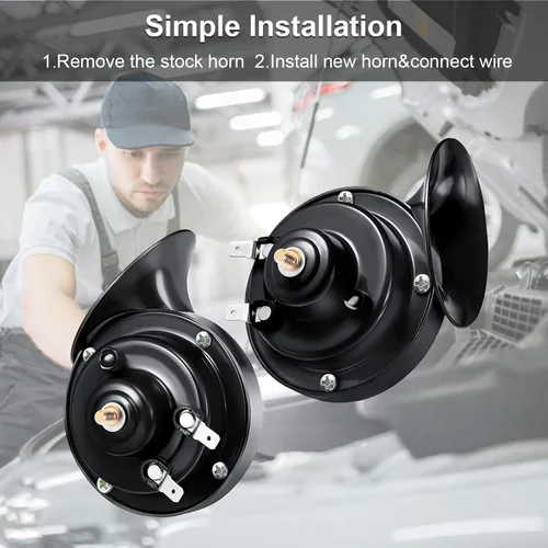 Miniatura 4 de Bocina de coche, bocina de camión de 12 V, 300 db, bocina de motocicleta, impermeable, bocina de tren, impermeable, tono alto, bajo, ajuste