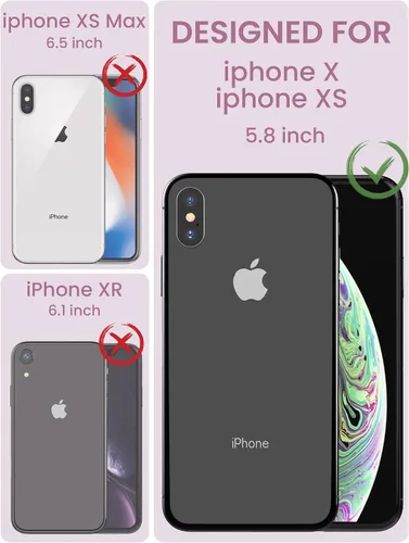 Miniatura 2 de Dretal Funda para iPhone X, iPhone Xs, [probada en caídas de grado militar], parte trasera dura y borde suave, funda protectora de teléfono
