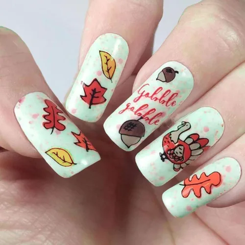 Miniatura 19 de Uñas postizas a presión de otoño, uñas postizas cortas cuadradas de MABKJLF con diseños de hojas de arce, pegamento brillante en uñas, uñas