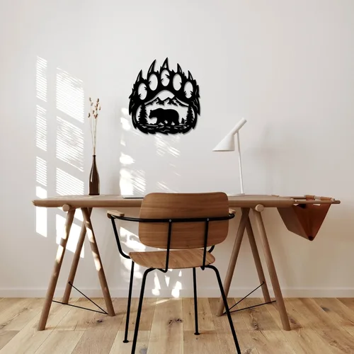 Miniatura 7 de INFUNLY Decoración de pared de pata de oso de 10.8 x 11.8 pulgadas con pino de montaña del bosque, decoración rústica de caza, decoración de oso