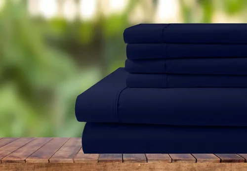 Miniatura 11 de Juego de ropa de cama de 6 piezas, juego de sábanas de algodón de 1000 hilos, bolsillo extra profundo de 28 pulgadas, tejido satinado nítido y Negro