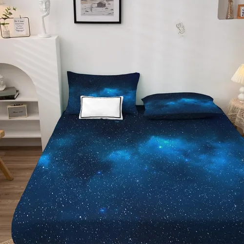 Miniatura 3 de Galaxy Sheets - Juego de sábanas de tamaño individual, sábanas de microfibra suave y bolsillo profundo, sábanas y fundas de almohada estampadas sin