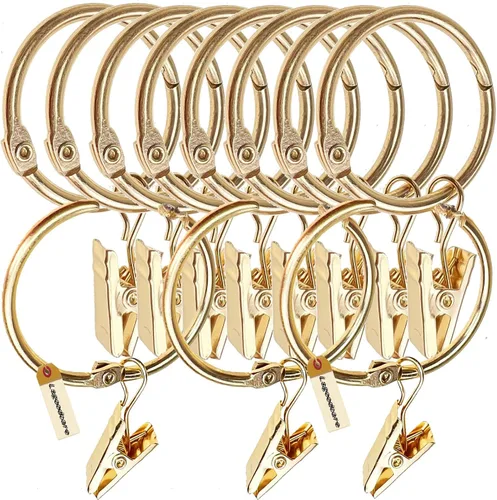 Miniatura 5 de Lsgoodcare 30 clips de cortina que se abren con anillos dorados de 2 pulgadas, clip decorativo de metal fuerte, anillos de clip abiertos a prueba