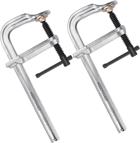 MAXPOWER Abrazadera F de riel grueso de 12 pulgadas, garganta de 4-3/4 pulgadas, abrazadera de barra F resistente para soldadura, riel de 29,7 x