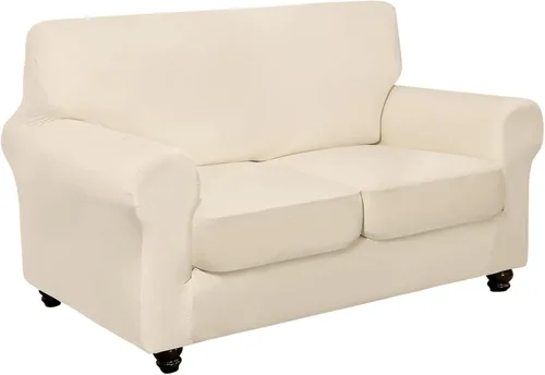 Miniatura 8 de SearchI Funda Elástica para Sofá Funda de Sofá, 3 Piezas Funda para Loveseat con 2 Fundas de Cojín Separadas, Protector de Muebles Lavable para Sala