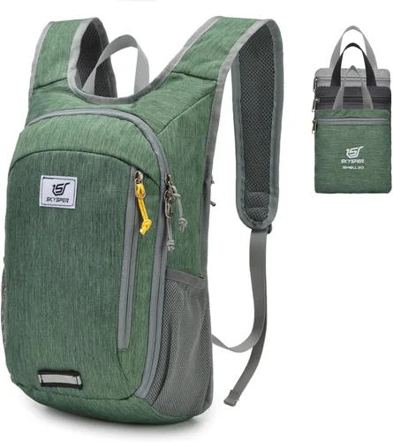 Miniatura 19 de SKYSPER Mochila pequeña de senderismo de 10L/15L/20L Mochila de viaje ligera para mujeres y hombres Verde
