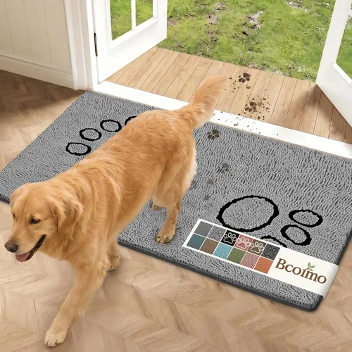Miniatura 63 de Bcoimo Tapete súper absorbente para puerta de perro, 30 x 20 pulgadas, tapete antideslizante para patas fangosas, alfombras para mascotas para patas