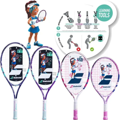 Miniatura 2 de Babolat B'Fly - Raqueta de tenis con 3 overgrips y 3 pelotas de tenis rosas Overgrip azul