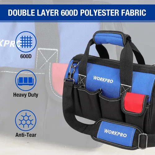 Miniatura 2 de WORKPRO Bolsas de herramientas, Negro/Azul/Rojo, 14 - pulgadas, Bolsa de herramientas
