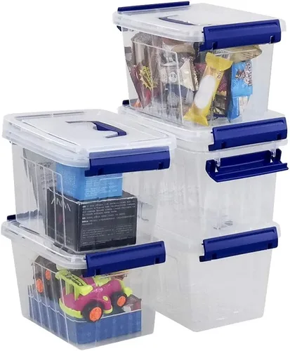 Miniatura 11 de Caja de almacenamiento transparente con tapa, cajas de plástico pequeñas de 6 litros, juego de 6