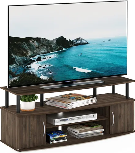Miniatura 10 de Furinno - Soporte para centro de entretenimiento, para televisor de hasta 55 pulgadas, pino ámbar/negro