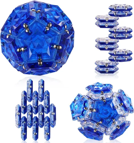 RoomyRoc Esferas Magnéticas Antiestrés con Imanes - Cristal Diamante Azul - Juguetes Magnéticos Antiestrés - Juego de 12 Piezas - Creatividad Más