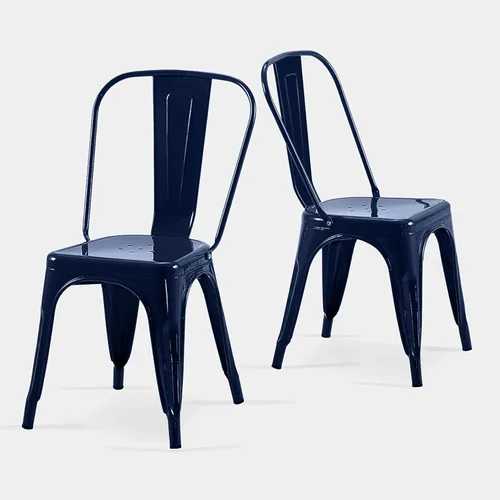 Miniatura 10 de AC Pacific Sillas de comedor de metal industrial de 18 pulgadas de altura, asiento apilable de cocina o bar, diseño moderno y duradero, muebles
