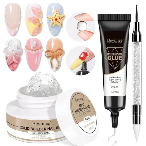 Miniatura 14 de Gel para esculpir 3D transparente para arte de uñas, 0.46 onzas de gel sólido para uñas, gel duro no pegajoso, moldeo a mano, tallado para esculpir