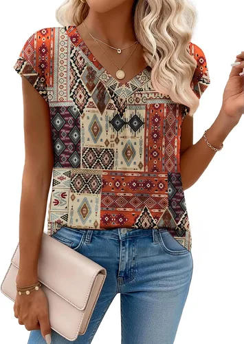 Miniatura 12 de Zeagoo Camisetas de manga corta con cuello en V para mujer, ropa de negocios, ropa de trabajo, ropa de moda