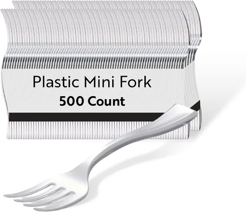 Restaurantware - Mini tenedores de 4 pulgadas, 100 tenedores pequeños desechables - Pesado, combina con sus obras, postres o muestras, tenedor de