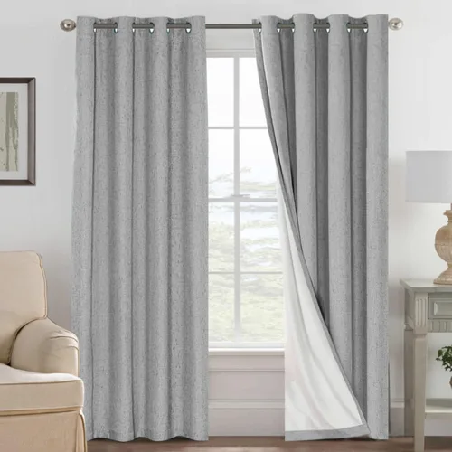 Miniatura 61 de H.VERSAILTEX Cortinas opacas de lino de 72 pulgadas de largo, 100% absolutamente opacas, con aislamiento térmico, con textura de lino, cortinas