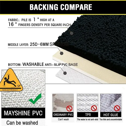 Miniatura 9 de Juegos de alfombras de baño de 2 piezas, alfombra de baño de felpilla extra suave ultra absorbente, alfombra de baño con base antideslizante de PVC