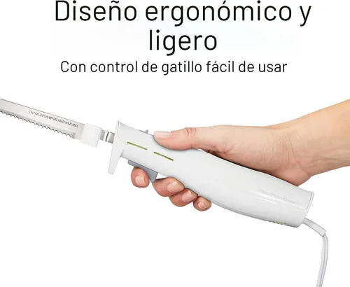Miniatura 5 de Juego de cuchillos eléctricos Hamilton Beach para cortar carnes, aves, pan, espuma para manualidades y más, hojas serradas reciprocantes de acero