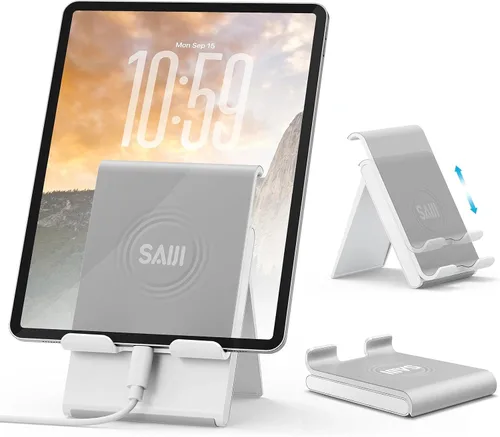 Miniatura 3 de SAIJI Soporte ajustable para tableta, portátil, plegable, para escritorio, compatible con iPad, iPhone, Nintendo Switch, Samsung Galaxy y Kindle