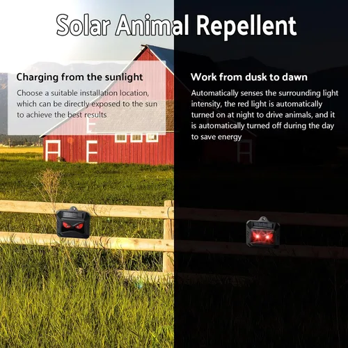 Miniatura 3 de Luz de control solar, repelente nocturno de animales, dispositivos disuasorios para exteriores, sensor de luz, repelente de animales para mofeta