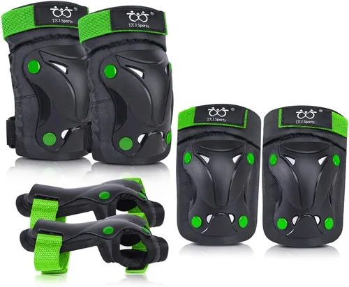 Miniatura 7 de Rodilleras y coderas para niños y jóvenes con protectores de muñeca, equipo de protección para patinaje, patinaje, ciclismo, scooter y deportes