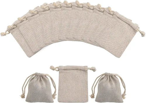 calary Bolsa de regalo con cordón de lona doble, bolsa de algodón, bolsa de regalo, bolsa de muselina reutilizable para té, 5 x 7 pulgadas