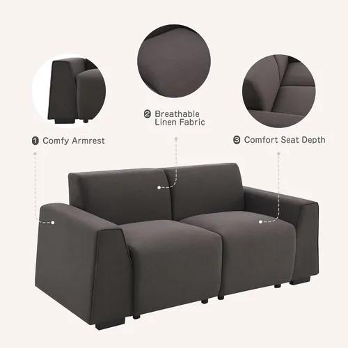 Miniatura 6 de LUMISOL Sofás de asiento profundo para sala de estar, moderno sofá tapizado de 3 plazas, cómodo sofá de dos plazas de gran tamaño, sofá nube