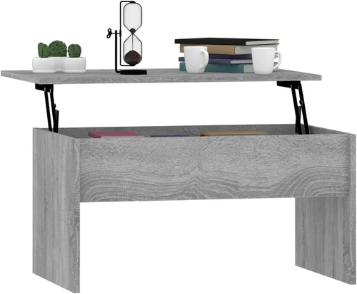Miniatura 7 de Mesa auxiliar, mesa de centro grande, mesa de centro estrecha adecuada para sala de estar, oficina, balcón, sala de estar familiar, Sonoma gris