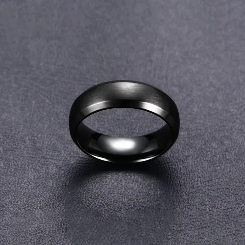 Miniatura 3 de TTVOVO Anillo de acero inoxidable cepillado mate para hombre de 0.157 in, 0.236 in, 0.315 in, 0.394 in, color negro, azul, plateado, anillo