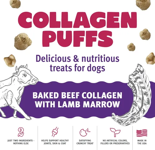 Miniatura 3 de Icelandic+ Colágeno Puffs: Colágeno de carne al horno con médula de cordero 2.5oz – Golosinas para perros medianos y grandes, crujientes bocadillos