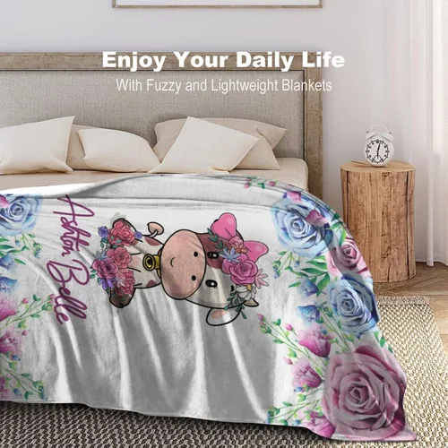 Miniatura 47 de Artsadd Manta de bebé personalizada para niños y niñas con nombre, manta personalizada con nombre de bebé con patrón de unicornio, manta