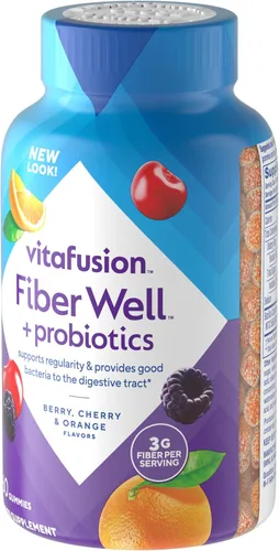 Miniatura 6 de Vitafusion Fiber Well + Gomitas de probióticos para adultos, 0.11 onzas de fibra por porción para la salud digestiva y probióticos*, 60