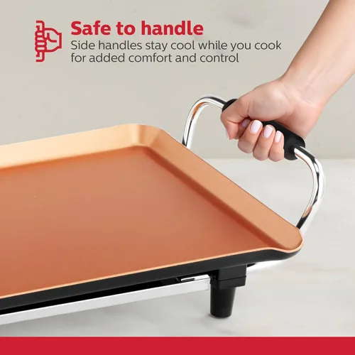 Miniatura 6 de Holstein Housewares Plancha eléctrica de 16 pulgadas, revestimiento antiadherente Healthy-Eco y sin humo, gran superficie de cocción para hacer
