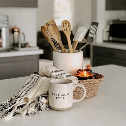 Miniatura 4 de Sweet Water Decor Las mejores tazas de café de gres para mamá - 14 onzas, lindas tazas de café para bebidas calientes y frías - Aptas