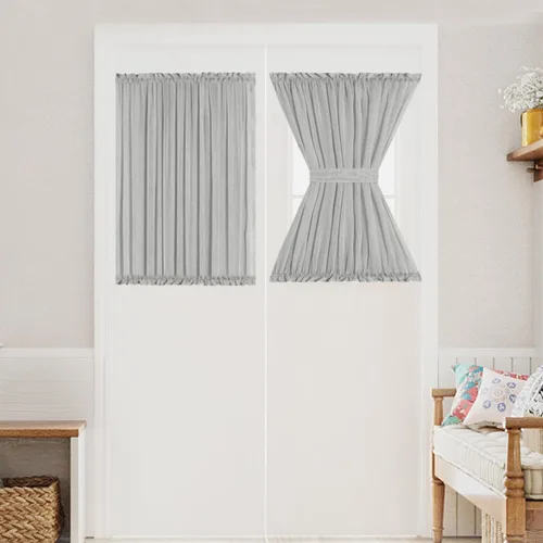 Miniatura 23 de Turquoize Elegantes cortinas de lino para puerta francesa, paneles de cortina de filtrado de luz, panel de lino con bolsillo para barra, panel