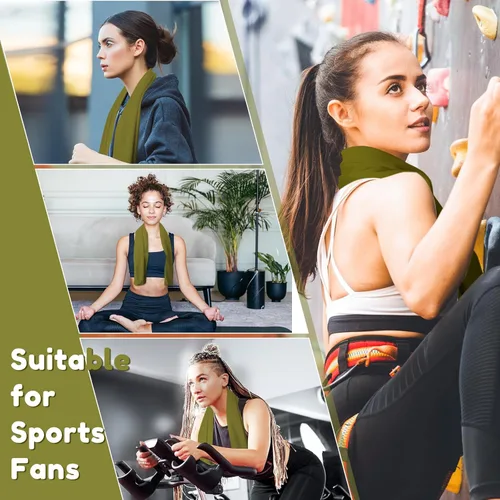 Miniatura 4 de Honoson Toalla de enfriamiento a granel – Toallas frescas para cuello y cara, microfibra transpirable y deportiva para gimnasio, yoga, viajes, Verde