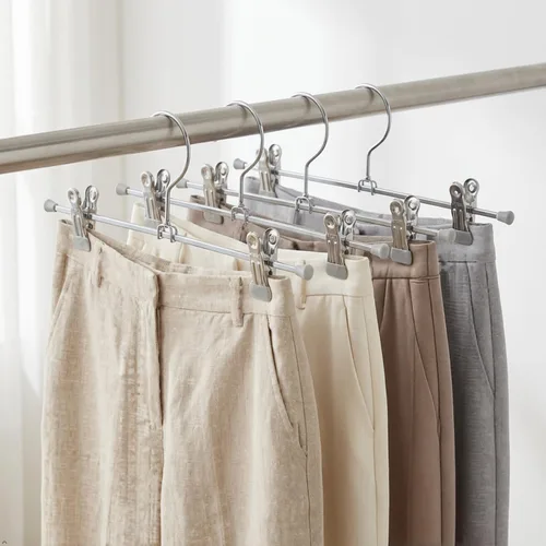 Miniatura 7 de Mawa by Reston Lloyd - Percha antideslizante que ahorra espacio para pantalones y faldas con dos clips, estilo K/40D, juego de 10, 15 3/4 pulgadas