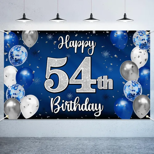 Miniatura 59 de Decoraciones de Feliz 11º Cumpleaños, Globo Azul y Plateado Grande Pancarta de Fondo de Cumpleaños, Brindemos por Once Años Suministros de Fiesta