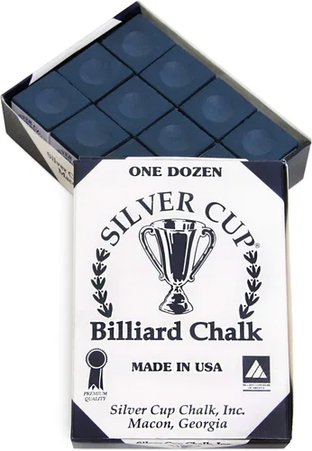 Silver Cup caja de gis para tacos de pool/billar, 12 cubos. Azul marino