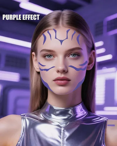 Miniatura 4 de 7 hojas de tatuajes temporales de anime de película, color morado, calcomanías de tatuajes de Halloween, cosplay, tatuajes, bailes, cosplay