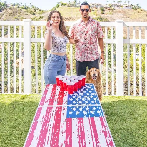 Miniatura 5 de GoPong 8 Foot Portable Beer Pong/Tailgate Tables (Black, Football, American Flag, or Custom Dry Erase)